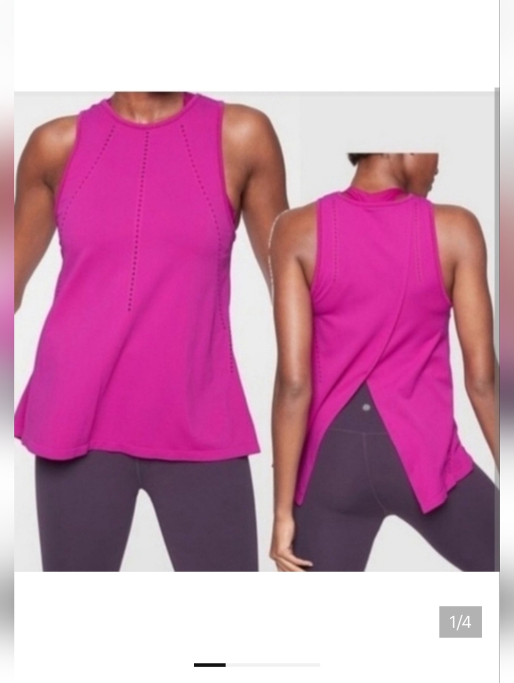 Athleta Nylon Foothill Seamless Magenta Stretchy Athletic Tank Top Sz M #0005